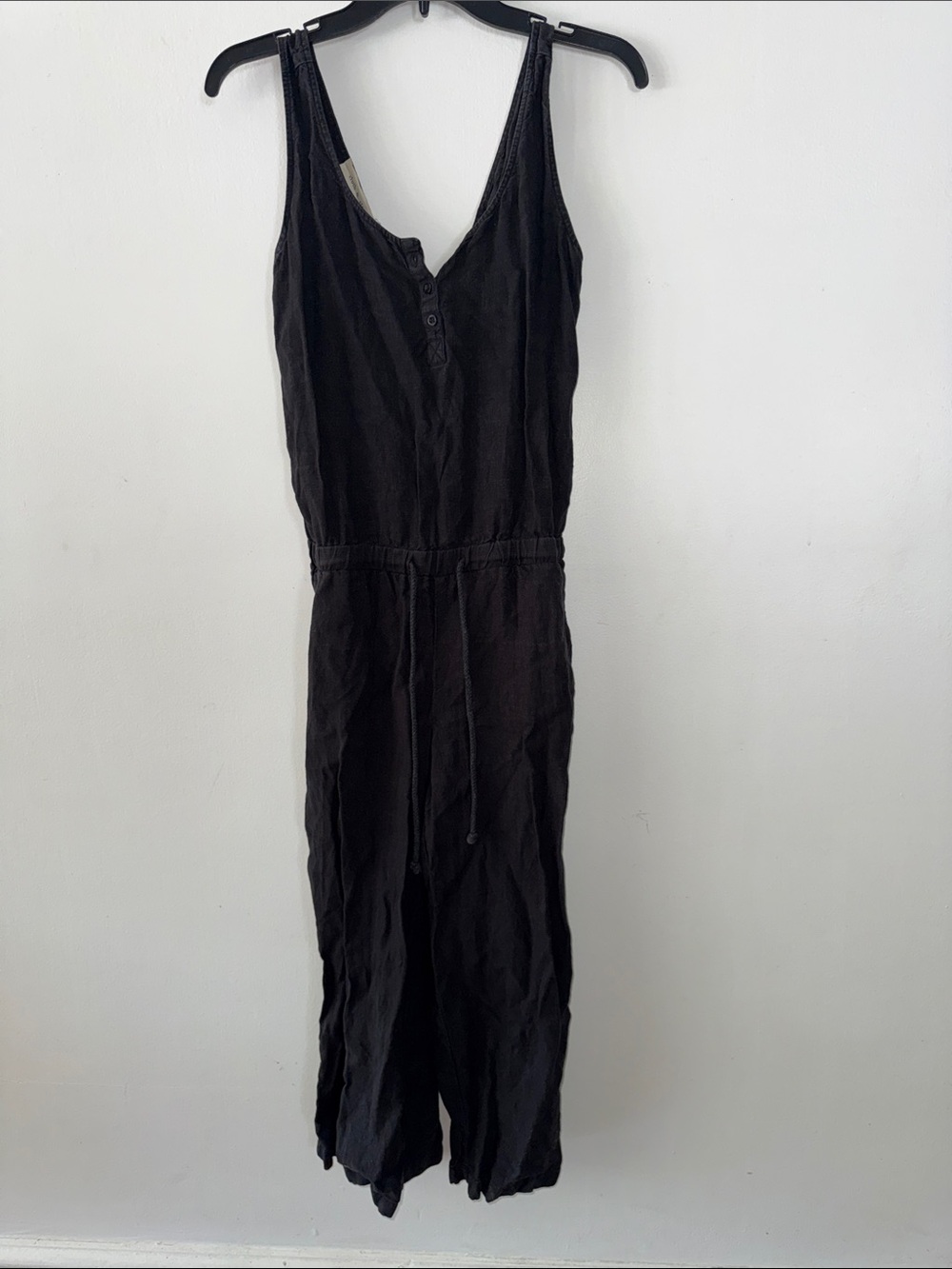 Cloth & Stone Black Linen‎ Sleeveless Wrap V-Neck Jumpsuit Size XS